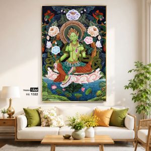 Alternative view of Đức Lục Độ Mẫu (Tara Xanh) | Tranh hộp đèn cao cấp | Mã tranh 1322 | Tranh TÂM