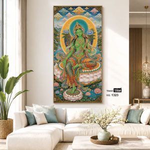 Đức Lục Độ Mẫu (Tara Xanh) | Tranh hộp đèn cao cấp | Mã tranh 1323 | Tranh TÂM - Ảnh 5