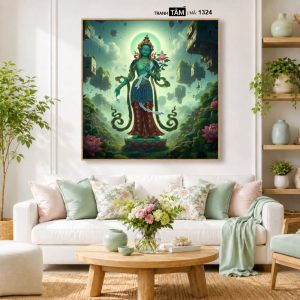Đức Lục Độ Mẫu (Tara Xanh) | Tranh hộp đèn cao cấp | Mã tranh 1324 | Tranh TÂM - Ảnh 5