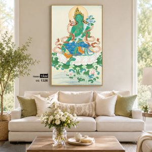 Đức Lục Độ Mẫu (Tara Xanh) | Tranh hộp đèn cao cấp | Mã tranh 1326 | Tranh TÂM - Ảnh 4