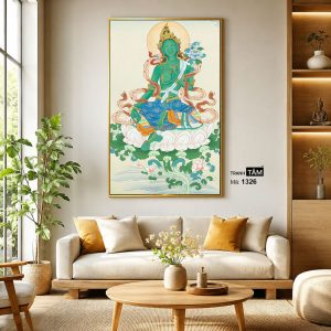 Đức Lục Độ Mẫu (Tara Xanh) | Tranh hộp đèn cao cấp | Mã tranh 1326 | Tranh TÂM - Ảnh 3