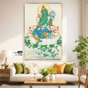 Alternative view of Đức Lục Độ Mẫu (Tara Xanh) | Tranh hộp đèn cao cấp | Mã tranh 1326 | Tranh TÂM