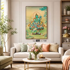 Đức Lục Độ Mẫu (Tara Xanh) | Tranh hộp đèn cao cấp | Mã tranh 1328 | Tranh TÂM - Ảnh 5
