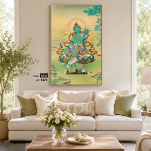 Đức Lục Độ Mẫu (Tara Xanh) | Tranh hộp đèn cao cấp | Mã tranh 1328 | Tranh TÂM - Ảnh 4