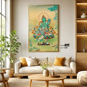 Đức Lục Độ Mẫu (Tara Xanh) | Tranh hộp đèn cao cấp | Mã tranh 1328 | Tranh TÂM - Ảnh 3