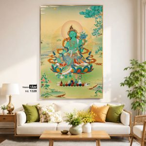 Alternative view of Đức Lục Độ Mẫu (Tara Xanh) | Tranh hộp đèn cao cấp | Mã tranh 1328 | Tranh TÂM
