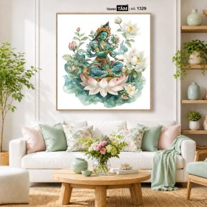 Đức Lục Độ Mẫu (Tara Xanh) | Tranh hộp đèn cao cấp | Mã tranh 1329 | Tranh TÂM - Ảnh 5