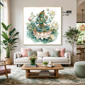 Đức Lục Độ Mẫu (Tara Xanh) | Tranh hộp đèn cao cấp | Mã tranh 1329 | Tranh TÂM - Ảnh 4