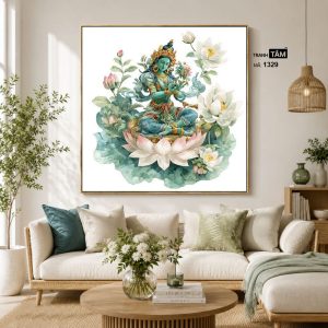 Đức Lục Độ Mẫu (Tara Xanh) | Tranh hộp đèn cao cấp | Mã tranh 1329 | Tranh TÂM - Ảnh 3