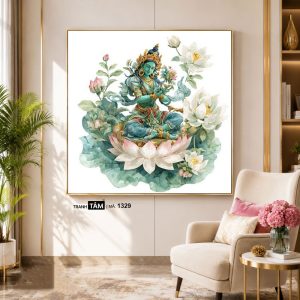 Alternative view of Đức Lục Độ Mẫu (Tara Xanh) | Tranh hộp đèn cao cấp | Mã tranh 1329 | Tranh TÂM