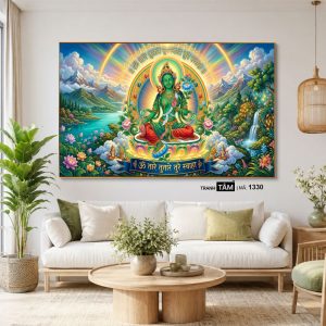 Đức Lục Độ Mẫu (Tara Xanh) | Tranh hộp đèn cao cấp | Mã tranh 1330 | Tranh TÂM - Ảnh 4