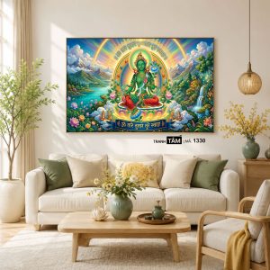 Đức Lục Độ Mẫu (Tara Xanh) | Tranh hộp đèn cao cấp | Mã tranh 1330 | Tranh TÂM - Ảnh 3