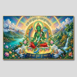 Đức Lục Độ Mẫu (Tara Xanh) | Tranh hộp đèn cao cấp | Mã tranh 1330 | Tranh TÂM