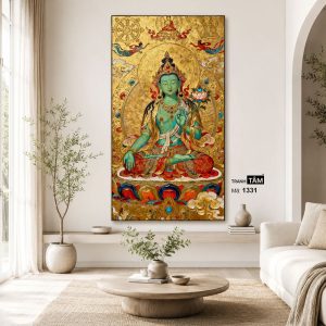 Đức Lục Độ Mẫu (Tara Xanh) | Tranh hộp đèn cao cấp | Mã tranh 1331 | Tranh TÂM - Ảnh 4