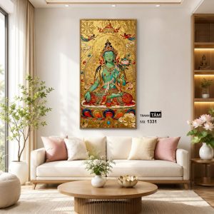 Đức Lục Độ Mẫu (Tara Xanh) | Tranh hộp đèn cao cấp | Mã tranh 1331 | Tranh TÂM - Ảnh 3