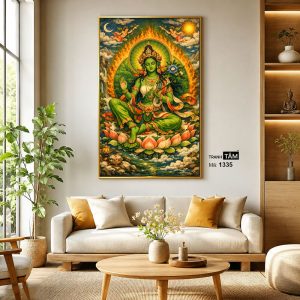 Đức Lục Độ Mẫu (Tara Xanh) | Tranh hộp đèn cao cấp | Mã tranh 1335 | Tranh TÂM - Ảnh 3