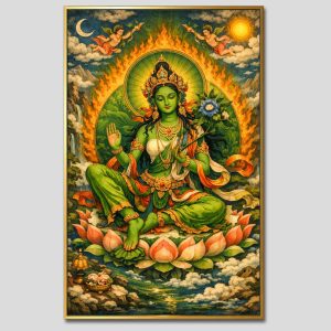 Đức Lục Độ Mẫu (Tara Xanh) | Tranh hộp đèn cao cấp | Mã tranh 1335 | Tranh TÂM