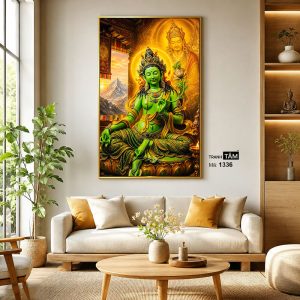 Đức Lục Độ Mẫu (Tara Xanh) | Tranh hộp đèn cao cấp | Mã tranh 1336 | Tranh TÂM - Ảnh 3