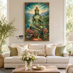 Đức Lục Độ Mẫu (Tara Xanh) | Tranh hộp đèn cao cấp | Mã tranh 1337 | Tranh TÂM - Ảnh 4