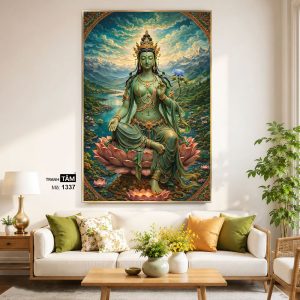 Alternative view of Đức Lục Độ Mẫu (Tara Xanh) | Tranh hộp đèn cao cấp | Mã tranh 1337 | Tranh TÂM