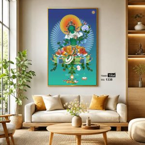 Đức Lục Độ Mẫu (Tara Xanh) | Tranh hộp đèn cao cấp | Mã tranh 1338 | Tranh TÂM - Ảnh 3