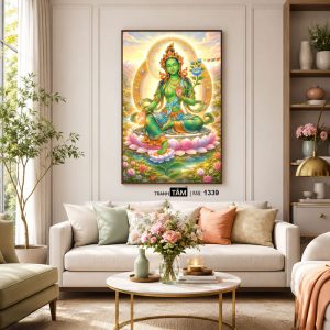 Đức Lục Độ Mẫu (Tara Xanh) | Tranh hộp đèn cao cấp | Mã tranh 1339 | Tranh TÂM - Ảnh 5