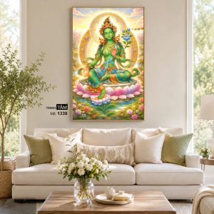 Đức Lục Độ Mẫu (Tara Xanh) | Tranh hộp đèn cao cấp | Mã tranh 1339 | Tranh TÂM - Ảnh 4
