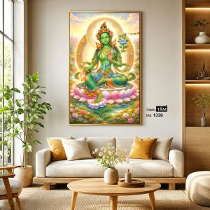 Đức Lục Độ Mẫu (Tara Xanh) | Tranh hộp đèn cao cấp | Mã tranh 1339 | Tranh TÂM - Ảnh 3