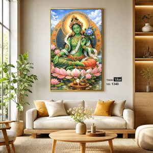 Đức Lục Độ Mẫu (Tara Xanh) | Tranh hộp đèn cao cấp | Mã tranh 1340 | Tranh TÂM - Ảnh 3