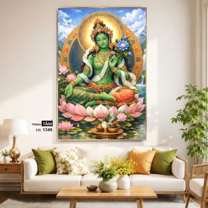 Alternative view of Đức Lục Độ Mẫu (Tara Xanh) | Tranh hộp đèn cao cấp | Mã tranh 1340 | Tranh TÂM