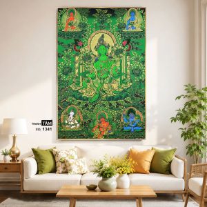 Alternative view of Đức Lục Độ Mẫu (Tara Xanh) | Tranh hộp đèn cao cấp | Mã tranh 1341 | Tranh TÂM