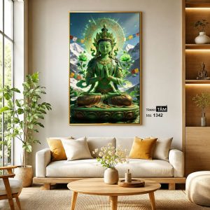 Đức Lục Độ Mẫu (Tara Xanh) | Tranh hộp đèn cao cấp | Mã tranh 1342 | Tranh TÂM - Ảnh 3