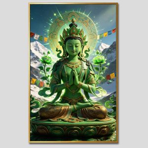 Đức Lục Độ Mẫu (Tara Xanh) | Tranh hộp đèn cao cấp | Mã tranh 1342 | Tranh TÂM