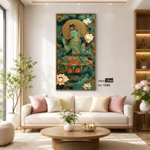 Đức Lục Độ Mẫu (Tara Xanh) | Tranh hộp đèn cao cấp | Mã tranh 1343 | Tranh TÂM - Ảnh 3