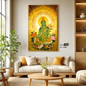 Đức Lục Độ Mẫu (Tara Xanh) | Tranh hộp đèn cao cấp | Mã tranh 1345 | Tranh TÂM - Ảnh 3