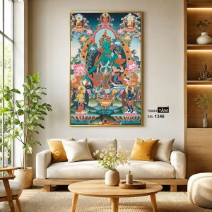 Đức Lục Độ Mẫu (Tara Xanh) | Tranh hộp đèn cao cấp | Mã tranh 1346 | Tranh TÂM - Ảnh 3