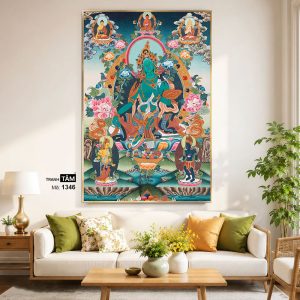 Alternative view of Đức Lục Độ Mẫu (Tara Xanh) | Tranh hộp đèn cao cấp | Mã tranh 1346 | Tranh TÂM