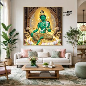 Đức Lục Độ Mẫu (Tara Xanh) | Tranh hộp đèn cao cấp | Mã tranh 1347 | Tranh TÂM - Ảnh 4
