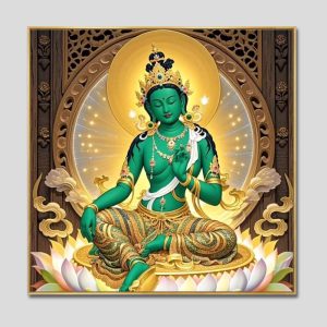 Đức Lục Độ Mẫu (Tara Xanh) | Tranh hộp đèn cao cấp | Mã tranh 1347 | Tranh TÂM