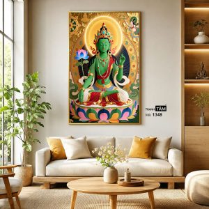 Đức Lục Độ Mẫu (Tara Xanh) | Tranh hộp đèn cao cấp | Mã tranh 1348 | Tranh TÂM - Ảnh 3