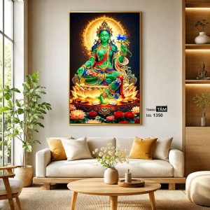 Đức Lục Độ Mẫu (Tara Xanh) | Tranh hộp đèn cao cấp | Mã tranh 1350 | Tranh TÂM - Ảnh 3