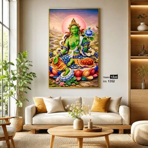 Đức Lục Độ Mẫu (Tara Xanh) | Tranh hộp đèn cao cấp | Mã tranh 1352 | Tranh TÂM - Ảnh 3