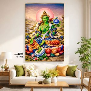 Alternative view of Đức Lục Độ Mẫu (Tara Xanh) | Tranh hộp đèn cao cấp | Mã tranh 1352 | Tranh TÂM