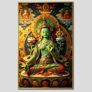 Đức Lục Độ Mẫu (Tara Xanh) | Tranh hộp đèn cao cấp | Mã tranh 1353 | Tranh TÂM