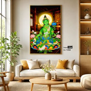 Đức Lục Độ Mẫu (Tara Xanh) | Tranh hộp đèn cao cấp | Mã tranh 1354 | Tranh TÂM - Ảnh 3