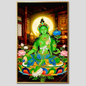 Đức Lục Độ Mẫu (Tara Xanh) | Tranh hộp đèn cao cấp | Mã tranh 1354 | Tranh TÂM