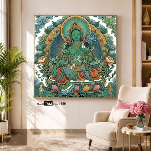 Alternative view of Đức Lục Độ Mẫu (Tara Xanh) | Tranh hộp đèn cao cấp | Mã tranh 1356 | Tranh TÂM