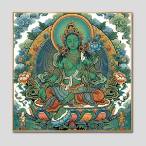 Đức Lục Độ Mẫu (Tara Xanh) | Tranh hộp đèn cao cấp | Mã tranh 1356 | Tranh TÂM