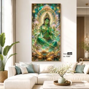 Đức Lục Độ Mẫu (Tara Xanh) | Tranh hộp đèn cao cấp | Mã tranh 1357  | Tranh TÂM - Ảnh 5