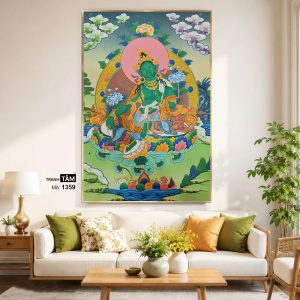 Alternative view of Đức Lục Độ Mẫu (Tara Xanh) | Tranh hộp đèn cao cấp | Mã tranh 1359 | Tranh TÂM